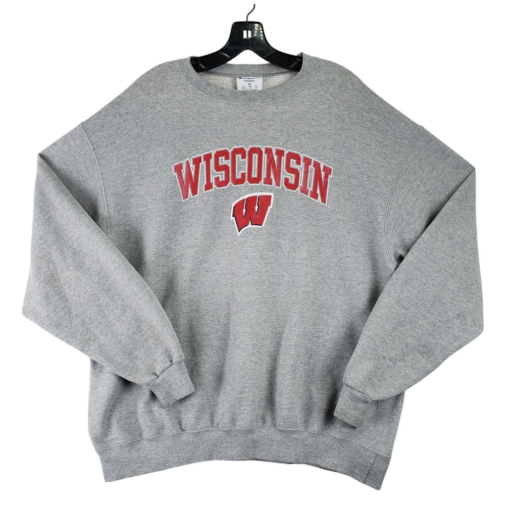 Wisconsin Badgers Champion Eco Authentic Sweatshirt Mens XL Gray Collegiate